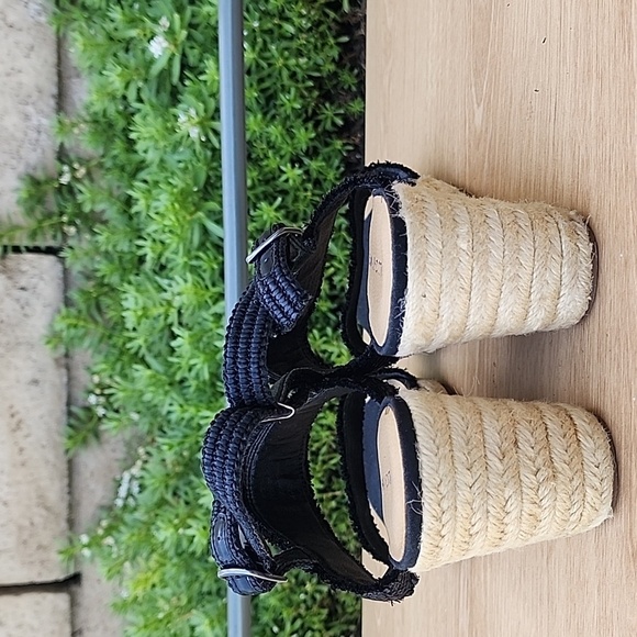 Lucky Brand Minjah Espadrille Jute-Wrapped Wedge Sandal Latte Black Platforms 11 - Picture 4 of 11